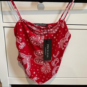 Red Bandana Crop Top from Shop Priceless NWT